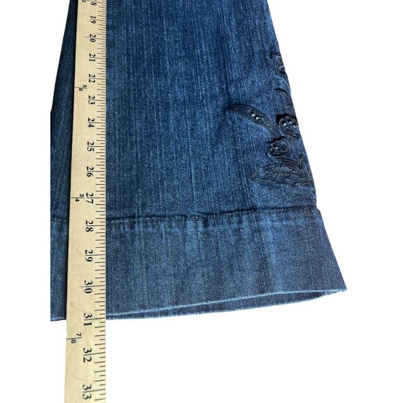 Venezia Womens Denim Embroidered Jeans Blue Cotton/Spandex Bootcut Style Size 18 - Picture 3 of 14